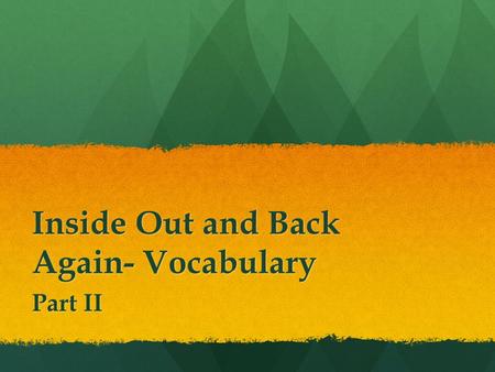 Inside Out and Back Again- Vocabulary