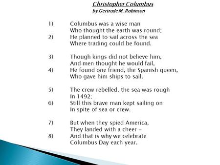 Christopher Columbus. by Gertrude M. Robinson 1)