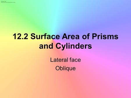12.2 Surface Area of Prisms and Cylinders Lateral face Oblique.