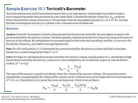 Sample Exercise 10.1 Torricelli’s Barometer