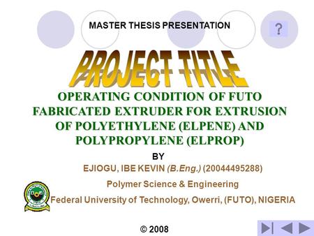 MASTER THESIS PRESENTATION