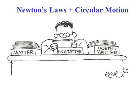 Newton’s Laws + Circular Motion. Sect. 5-2: Uniform Circular Motion; Dynamics A particle moving in uniform circular motion at radius r, speed v = constant: