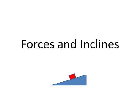 Forces and Inclines.