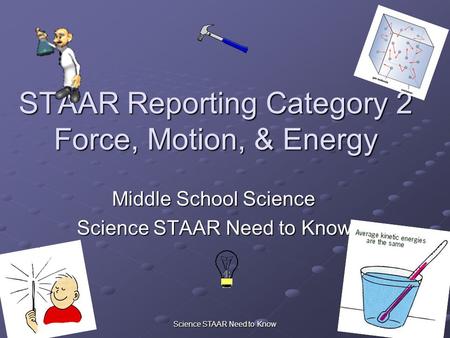 Science STAAR Need to Know 1 STAAR Reporting Category 2 Force, Motion, & Energy Middle School Science Science STAAR Need to Know.