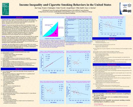 Income Inequality and Cigarette Smoking Behaviors in the United States Jun Yang 1, Frank J. Chaloupka 2, Cindy Tworek 1, Joseph Bauer 1, Mike Smith 3,