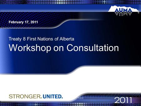 Workshop on Consultation Treaty 8 First Nations of Alberta February 17, 2011.