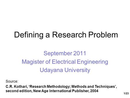 Defining a Research Problem