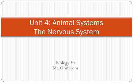 Unit 4: Animal Systems The Nervous System