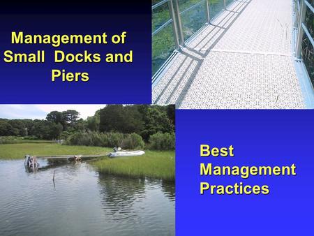 Management of Small Docks and Piers Best Management Practices.