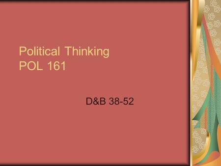 Political Thinking POL 161 D&B 38-52. Alexis de Tocqueville - Democracy in America Tocqueville was a French aristocrat that traveled the US in the early.