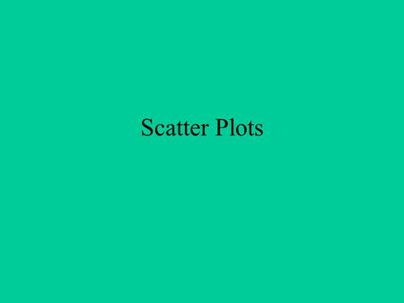 Scatter Plots. Scatter plots A graph that relates data from two different sets. To make a scatter plot, the two sets of data are plotted as ordered pairs.