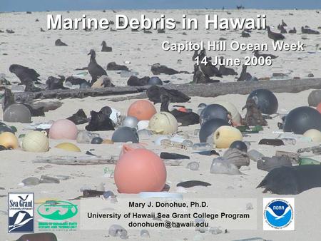 Marine Debris in Hawaii Capitol Hill Ocean Week 14 June 2006 Mary J. Donohue, Ph.D. University of Hawaii Sea Grant College Program
