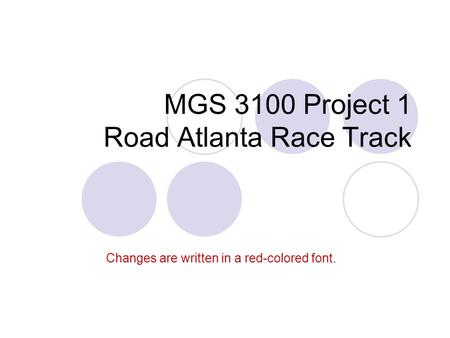 MGS 3100 Project 1 Road Atlanta Race Track