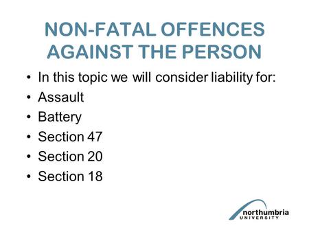 NON-FATAL OFFENCES AGAINST THE PERSON