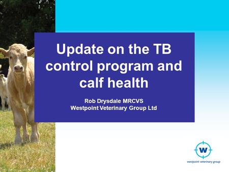 Update on the TB control program and calf health Rob Drysdale MRCVS Westpoint Veterinary Group Ltd.