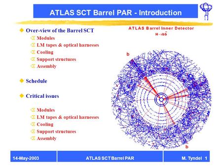ATLAS SCT Barrel PARM. Tyndel 114-May-2003 ATLAS SCT Barrel PAR - Introduction uOver-view of the Barrel SCT Õ Modules Õ LM tapes & optical harnesses Õ.