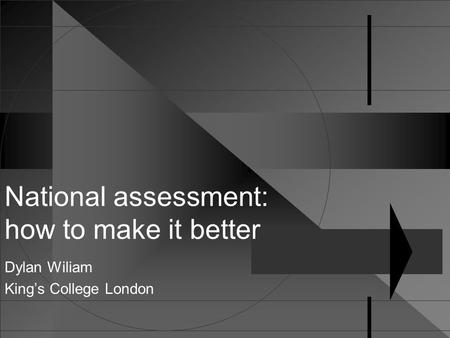 National assessment: how to make it better Dylan Wiliam King’s College London.