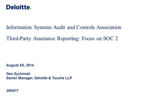 Table of contents Overview of third-party assurance reporting AT 101, 201, and 601 reports SOC 1, 2, and 3 reports SOC 2 deep-dive.