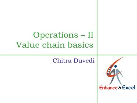 Operations – II Value chain basics Chitra Duvedi.