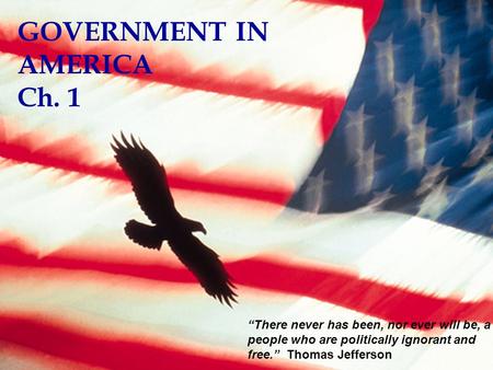 GOVERNMENT IN AMERICA Ch. 1