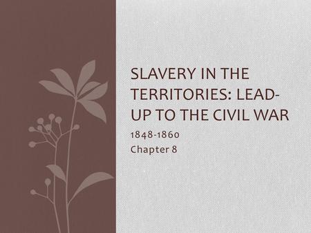 Slavery in the territories: Lead- up to the civil war