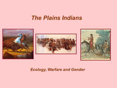 The Plains Indians Ecology, Warfare and Gender. Plains Indian warfare has frequently been portrayed as a contest among men to gain prestige rather than.