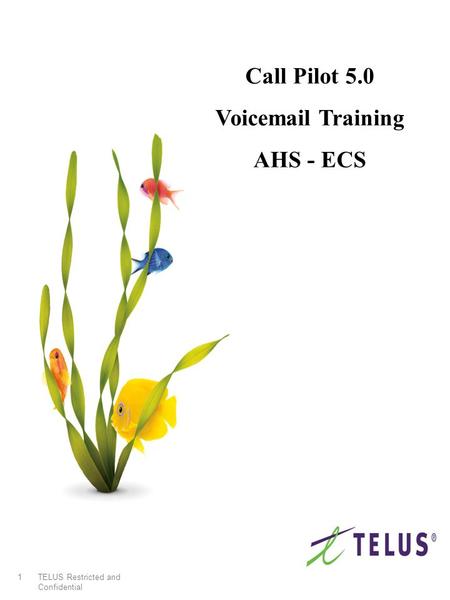 TELUS Restricted and Confidential 1 Call Pilot 5.0 Voicemail Training AHS - ECS.