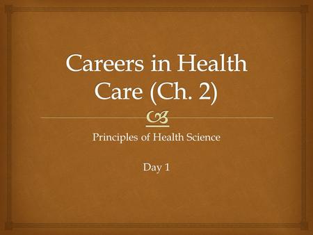 Principles of Health Science Day 1   Name the 4 levels of educational degrees a person can receive.  What do you think of when you hear the term “Health.