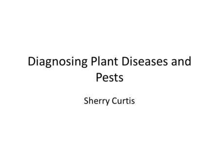 Diagnosing Plant Diseases and Pests Sherry Curtis.