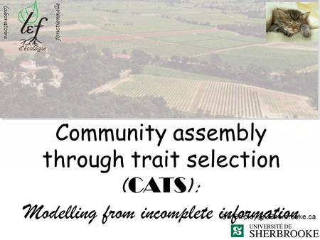 Community assembly through trait selection ( CATS ): Modelling from incomplete information.