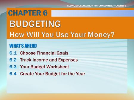 CHAPTER 6 BUDGETING How Will You Use Your Money?