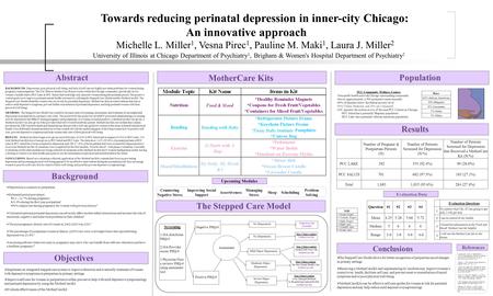 Michelle L. Miller 1, Vesna Pirec 1, Pauline M. Maki 1, Laura J. Miller 2 University of Illinois at Chicago Department of Psychiatry 1, Brigham & Women's.