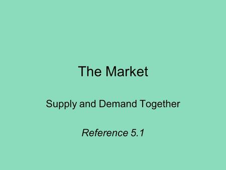 The Market Supply and Demand Together Reference 5.1.