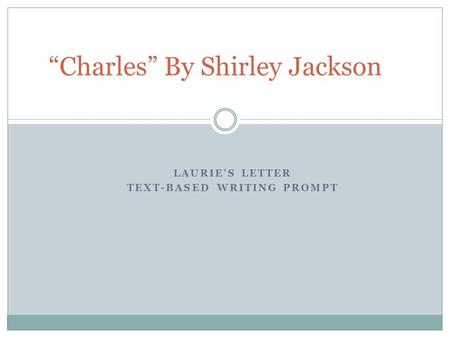 “Charles” By Shirley Jackson