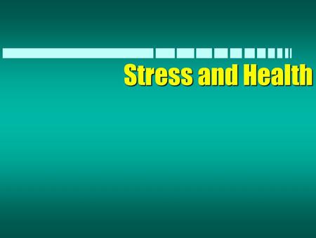 Stress and Health. Stress Facts n The American Academy of Family Physicians estimates that 60% of the problems brought to physicians in the U.S. are stress.