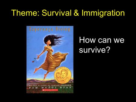 Theme: Survival & Immigration How can we survive?.