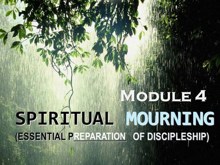 SPIRITUAL MOURNING (ESSENTIAL P___________ OF DISCIPLESHIP) Module 4 REPARATION.