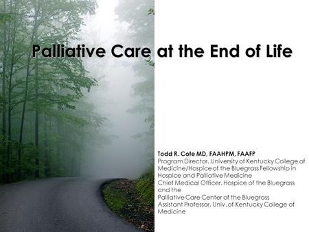 Palliative Care at the End of Life
