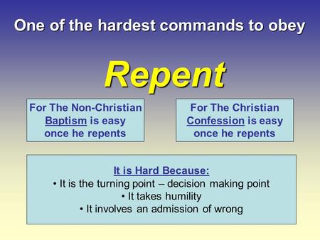Repent One of the hardest commands to obey For The Non-Christian