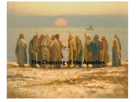 The Choosing of the Apostles. What These Men will Do! Have the Bible Knowledge of Jesus from 1 st hand account We have their example.