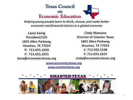 Laura Ewing President/CEO 1801 Allen Parkway, Houston, TX 77019 P: 713.655.1650 F: 713.655.1655 Helping young people learn to.