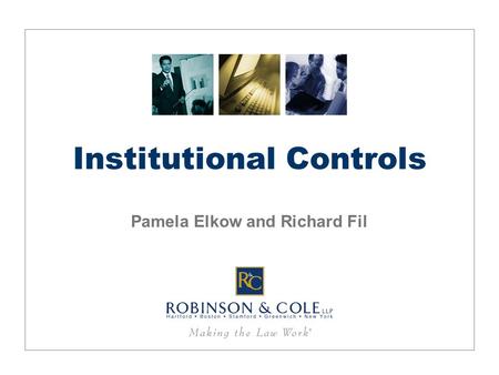 Institutional Controls Pamela Elkow and Richard Fil.