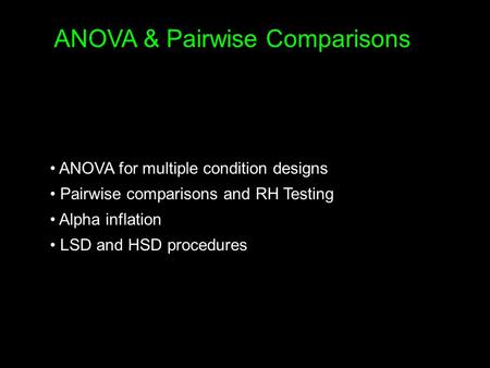 ANOVA & Pairwise Comparisons