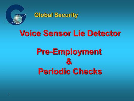 1 Voice Sensor Lie Detector Pre-Employment& Periodic Checks Global Security.