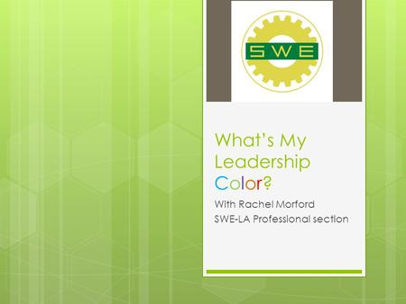 What’s My Leadership Color? With Rachel Morford SWE-LA Professional section.