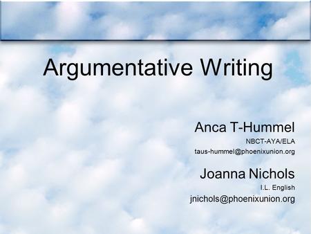 Argumentative Writing