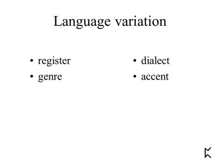 Language variation register genre dialect accent.