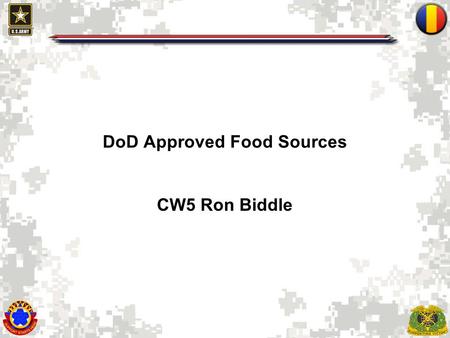 DoD Approved Food Sources