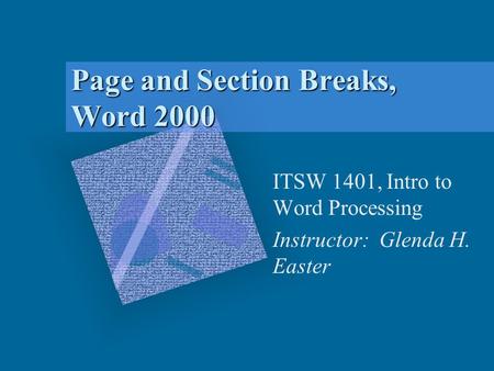 Page and Section Breaks, Word 2000