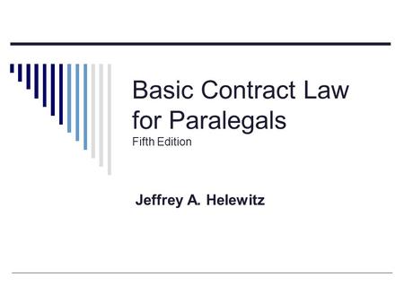 Basic Contract Law for Paralegals Fifth Edition